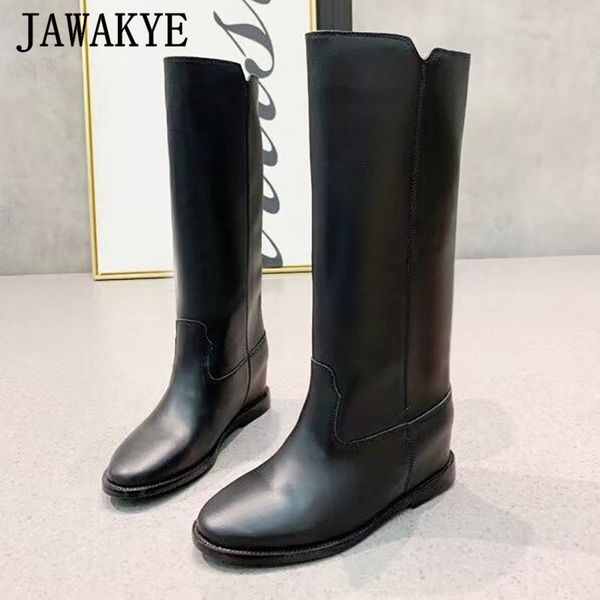 new western black genuine leather knee high height increased winter long boots women wedge heels cowboy knight q1104
new western black genuine leather knee high height increased winter long boots women wedge heels cowboy knight q1104
