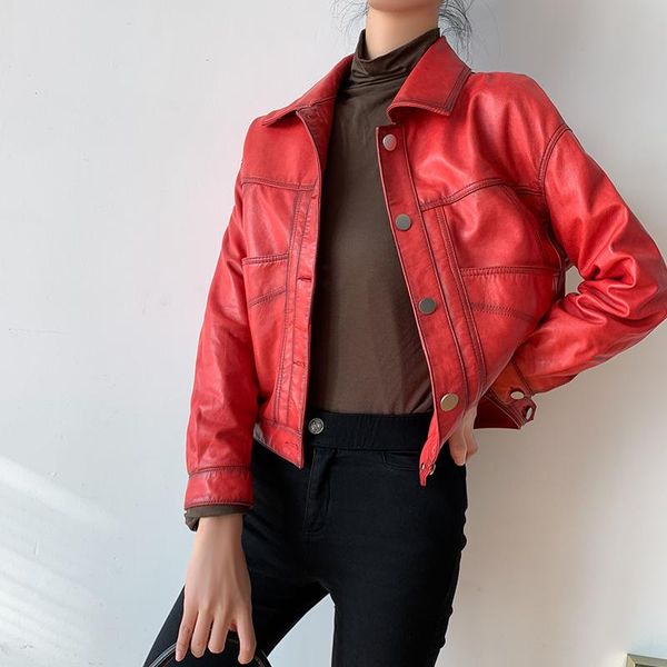 women's leather & faux 2021 red genuine jacket women short 100% sheepskin coat female spring autumn clothing mujer chaqueta pph3383, Black
women's leather & faux 2021 red genuine jacket women short 100% sheepskin coat female spring autumn clothing mujer chaqueta pph3383, Black