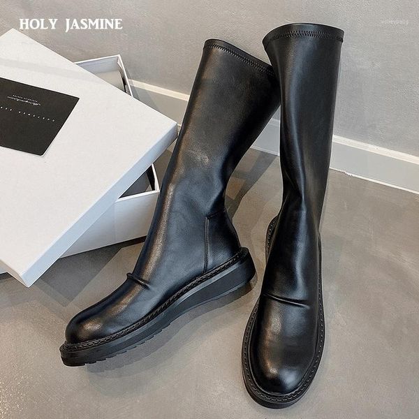 2020 autumn arrival design mid-calf boots women cool high platform boots flat with shoes woman black stretch1
2020 autumn arrival design mid-calf boots women cool high platform boots flat with shoes woman black stretch1