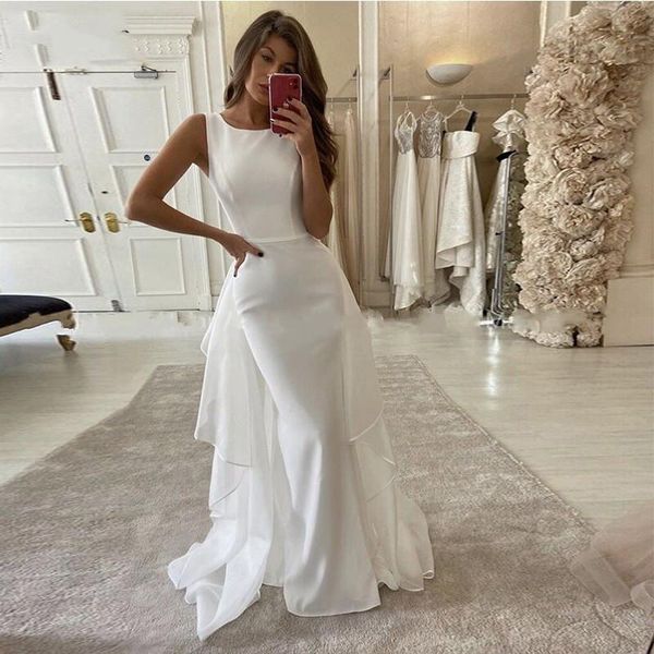 setwell jewel neck mermaid wedding dresses sleeveless floor length white custom made bridal gowns with overskirt
setwell jewel neck mermaid wedding dresses sleeveless floor length white custom made bridal gowns with overskirt
