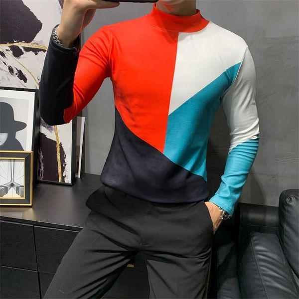 fashion patchwork color t shirt men turtleneck autumn long sleeve mens casual t-shirts all match slim fit streetwear tee shirts, Black
fashion patchwork color t shirt men turtleneck autumn long sleeve mens casual t-shirts all match slim fit streetwear tee shirts, Black