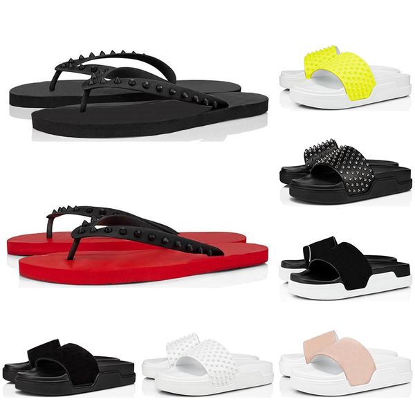red bottoms flip flops leather slippers slides sandals men women triple black white yellow pink spikes summer mens outdoor sandals
red bottoms flip flops leather slippers slides sandals men women triple black white yellow pink spikes summer mens outdoor sandals