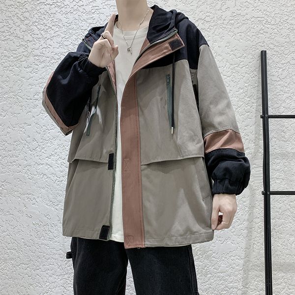 men patchwork mens hip hop streetwear hooded jacket male spring coats & jackets windbreaker m-xxl kg-1376, Black;brown
men patchwork mens hip hop streetwear hooded jacket male spring coats & jackets windbreaker m-xxl kg-1376, Black;brown