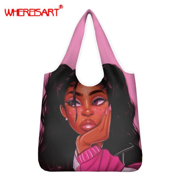 whereisart melanin black queen arican girls eco reusable shoulder hand bag for women fashion grocery bags afro lady shopping bag 
whereisart melanin black queen arican girls eco reusable shoulder hand bag for women fashion grocery bags afro lady shopping bag