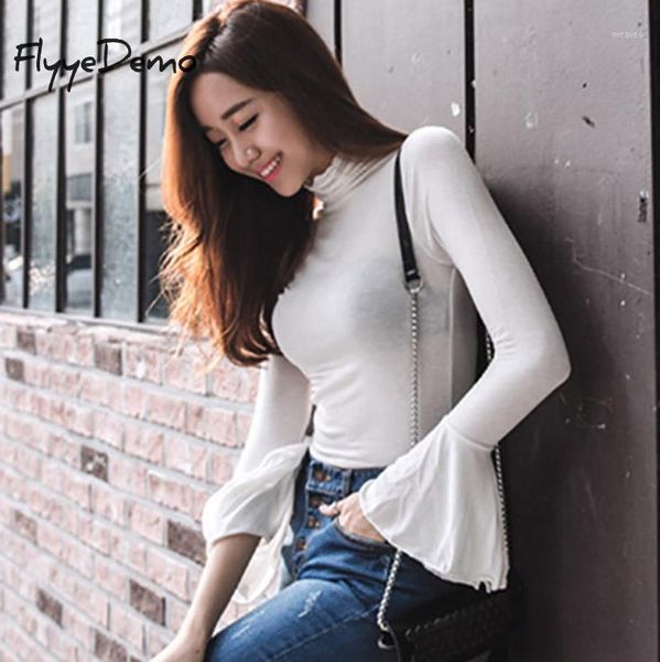 2019 spring fashion solid colors women t-shirts long flare sleeve slim turtle neck white balck shirts women
2019 spring fashion solid colors women t-shirts long flare sleeve slim turtle neck white balck shirts women