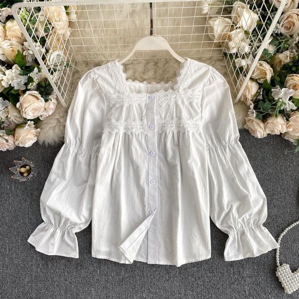 women's lace square collar style long puff sleeve loose long sleeve lady solid color casual blouse shirts p4371, White
women's lace square collar style long puff sleeve loose long sleeve lady solid color casual blouse shirts p4371, White