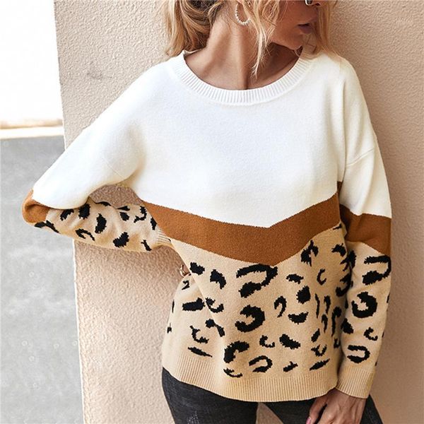 women's sweaters fashion leopard patchwork sweater ladies autumn winter 2021 knitted women o neck long sleeve jumper pullovers, White;black
women's sweaters fashion leopard patchwork sweater ladies autumn winter 2021 knitted women o neck long sleeve jumper pullovers, White;black