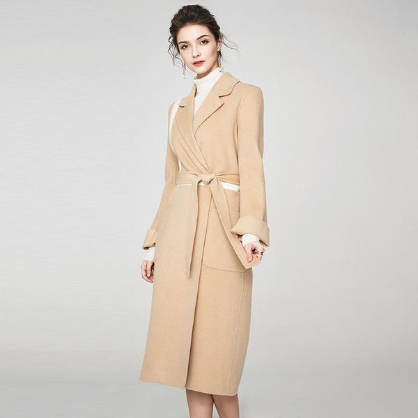 women's wool & blends winter woman coats 2021 autumn high-end solid color double-sided cashmere coat slim lace splicing 100% female, Black
women's wool & blends winter woman coats 2021 autumn high-end solid color double-sided cashmere coat slim lace splicing 100% female, Black