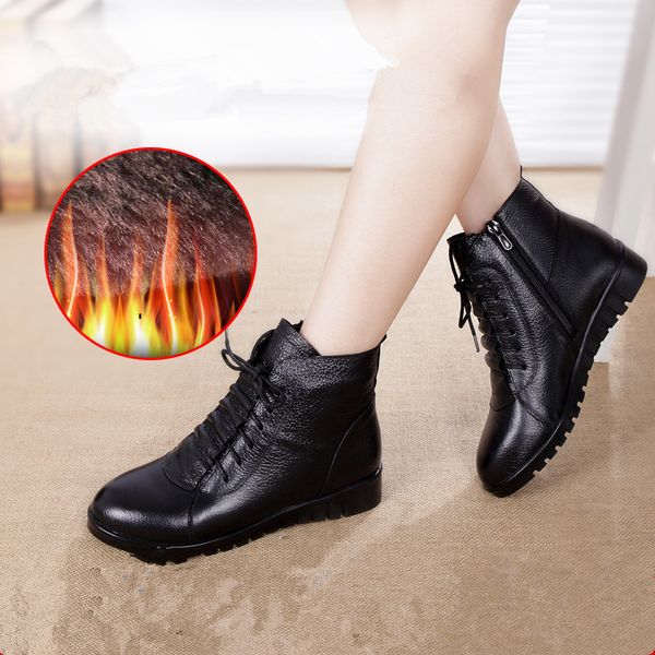 swyivy woman winter warm ankle for women boots genuine leather sneakers black fur snow shoes female booties, Red;white