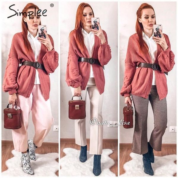 simplee loose women knitted cardigans oversized lantern sleeve heart crochet jumper autumn winter female knitting cardigan coats y200910, White;black
simplee loose women knitted cardigans oversized lantern sleeve heart crochet jumper autumn winter female knitting cardigan coats y200910, White;black