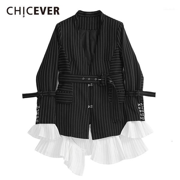 2020 new autumn winter lapel collar long sleeve black striped hem ruffles stitch loose jacket women coat fashion tide1, Black;brown
2020 new autumn winter lapel collar long sleeve black striped hem ruffles stitch loose jacket women coat fashion tide1, Black;brown