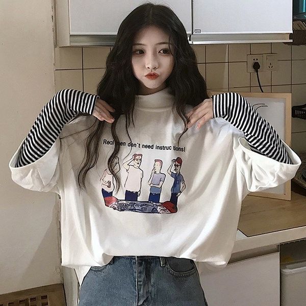 spring and autumn stitching fake two new clothes long sleeve t-shirt female student korean loose high collar coat t-shirt coatbottom coat in, White
spring and autumn stitching fake two new clothes long sleeve t-shirt female student korean loose high collar coat t-shirt coatbottom coat in, White