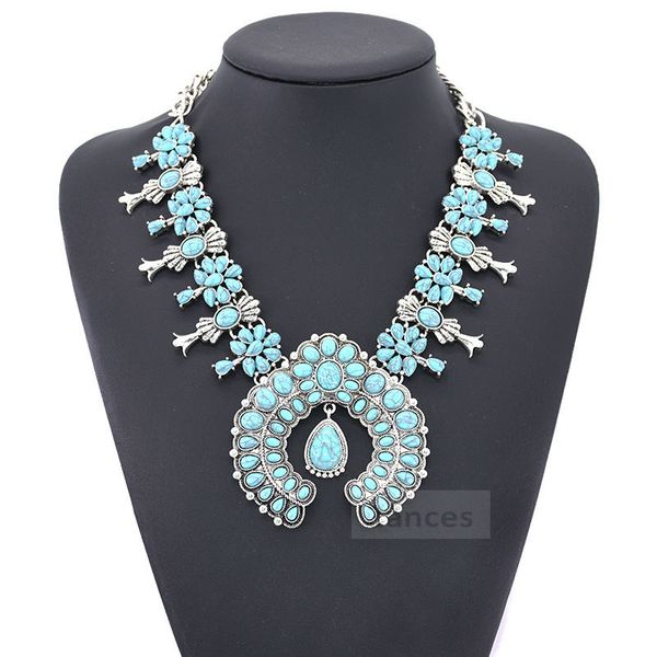 women jewelry ethnic bohemia tribal turquoise flower pendant alloy necklace big chunky pendant 6 colors necklace, Silver
women jewelry ethnic bohemia tribal turquoise flower pendant alloy necklace big chunky pendant 6 colors necklace, Silver