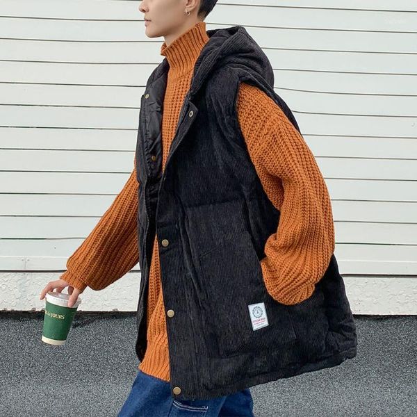 thicken corduroy hooded vest men striped solid waistcoat sleeveless street patch warm loose winter casual classic jacket1, Black;white
thicken corduroy hooded vest men striped solid waistcoat sleeveless street patch warm loose winter casual classic jacket1, Black;white