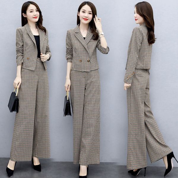 plaid suit for women spring autumn 2020 new korean style wide leg pants younger style fashionable wide leg pants two piece set frrpr, Gray
plaid suit for women spring autumn 2020 new korean style wide leg pants younger style fashionable wide leg pants two piece set frrpr, Gray