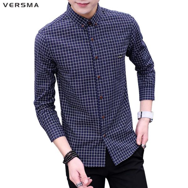 versma new brand clothing spring casual shirt men long sleeve patchwork men plaid shirt fashion cotton slim fit dress 4xl, White;black
versma new brand clothing spring casual shirt men long sleeve patchwork men plaid shirt fashion cotton slim fit dress 4xl, White;black