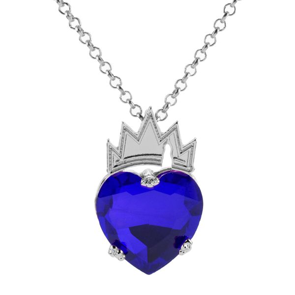 red blue heart with crown pendant necklace for women descendants shinny necklace wedding jewelry chain colar, Silver
red blue heart with crown pendant necklace for women descendants shinny necklace wedding jewelry chain colar, Silver