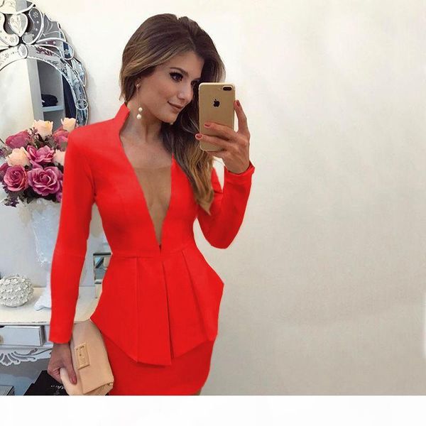 formal suits deep v neck long sleeve ladies skirt suits casual womens apparel solid color women, White;black
formal suits deep v neck long sleeve ladies skirt suits casual womens apparel solid color women, White;black