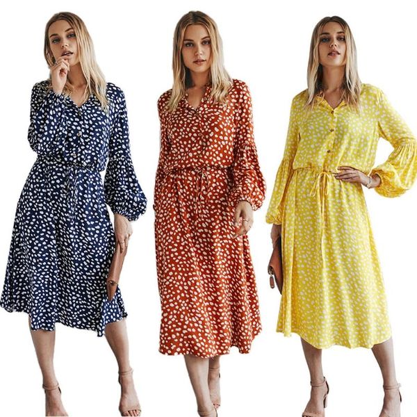 women puff long sleeve v-neck button drawstring waist dot print loose midi dress m5te, Black;gray
women puff long sleeve v-neck button drawstring waist dot print loose midi dress m5te, Black;gray