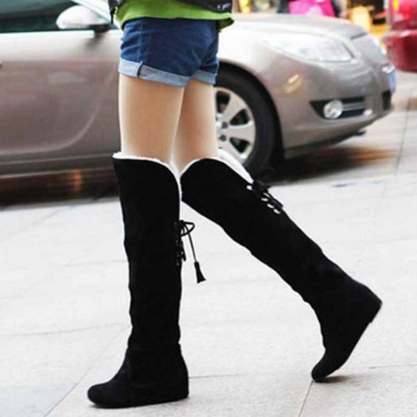 2021 womens boots faux suede over the knee flat warm boots comfortable thigh high lace-up woman winter shoes high quality, Black
2021 womens boots faux suede over the knee flat warm boots comfortable thigh high lace-up woman winter shoes high quality, Black