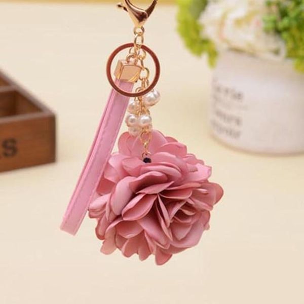 12pcs Dozen Whole Sale Leather Strap Rose Flower Keychain Bag Pendant Car Ornaments Charm For Women Buckle Key Ring Eh590 C H Sqceqk