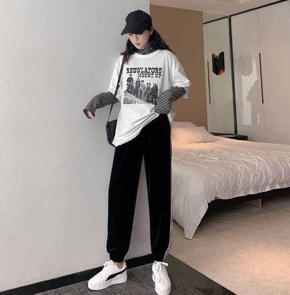women's pants & capris sweatpants loose trousers 2021 autumn high-waisted thin velvet women harem casual, Black;white
women's pants & capris sweatpants loose trousers 2021 autumn high-waisted thin velvet women harem casual, Black;white