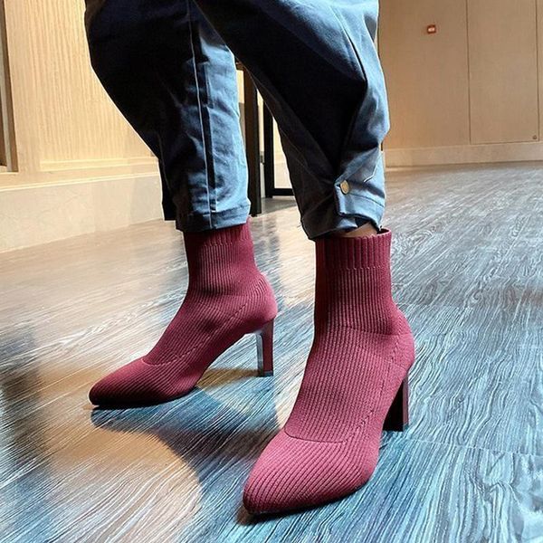 lucyever elastic knitted high heels ankle boots for women pointed toe slip on shoes woman autumn winter socks boots ladies, Black
lucyever elastic knitted high heels ankle boots for women pointed toe slip on shoes woman autumn winter socks boots ladies, Black