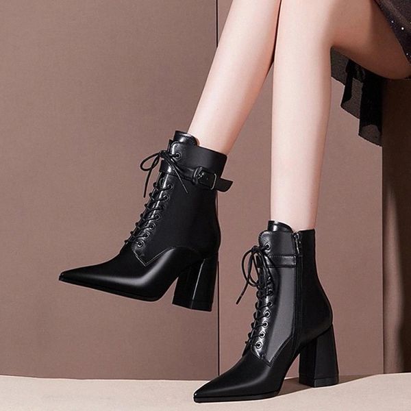Lucyever British Style Women Pointed Toe Ankle Boots Black High Heels Buckle Botas Woman Lace Up Patent Leather Shoes Ladies #2X48
Lucyever British Style Women Pointed Toe Ankle Boots Black High Heels Buckle Botas Woman Lace Up Patent Leather Shoes Ladies #2X48