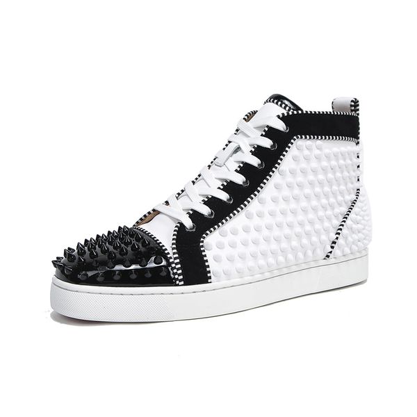 fashion/luxury men's spiked sneakers street skate flats red bottom high sneaker full rivets red soles brand,couple's sports sporty, Black
fashion/luxury men's spiked sneakers street skate flats red bottom high sneaker full rivets red soles brand,couple's sports sporty, Black