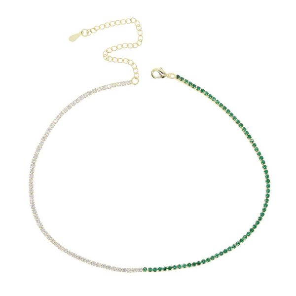 unique contrast color choker necklace half pave white cz half red/green color cz women asymmetrical jewelry wholesale, Silver
unique contrast color choker necklace half pave white cz half red/green color cz women asymmetrical jewelry wholesale, Silver