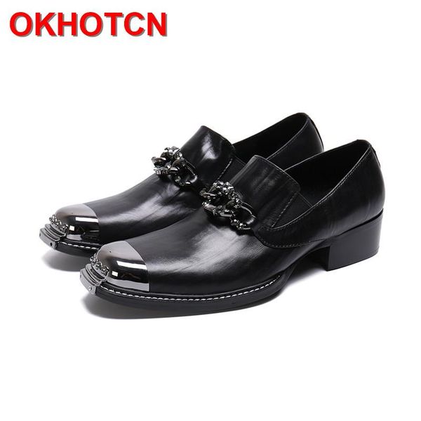 men dress shoes real leather formal business shoes square metal toe fashion hoops party slip on thick heels italian, Black
men dress shoes real leather formal business shoes square metal toe fashion hoops party slip on thick heels italian, Black