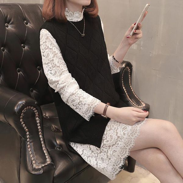 2021 new mode two female pieces korean lace collar dress of medium length sweater vest dressed in elegant suit dmvs, White;black
2021 new mode two female pieces korean lace collar dress of medium length sweater vest dressed in elegant suit dmvs, White;black