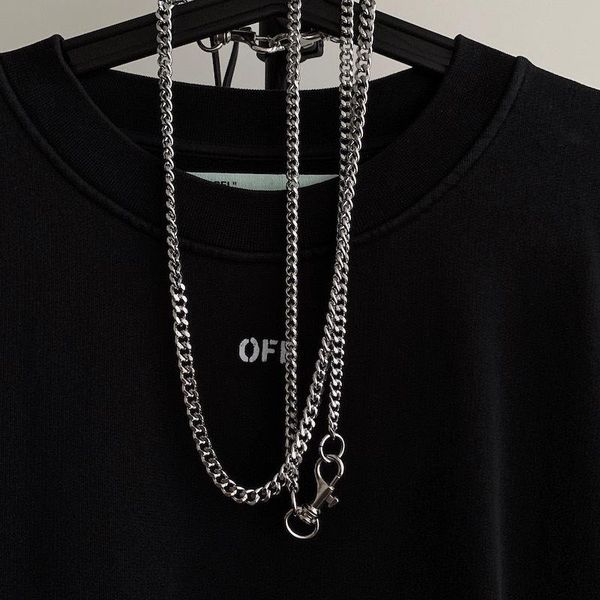 fashion hip hop punk double buckle personality necklace thick chain sweater chain sale, Silver
fashion hip hop punk double buckle personality necklace thick chain sweater chain sale, Silver