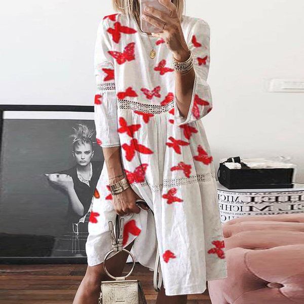 2020 linen cotton dress women butterfly print o neck party dress summer three quarter sleeve elegant plus size dresses vestidos1, Black;gray
2020 linen cotton dress women butterfly print o neck party dress summer three quarter sleeve elegant plus size dresses vestidos1, Black;gray