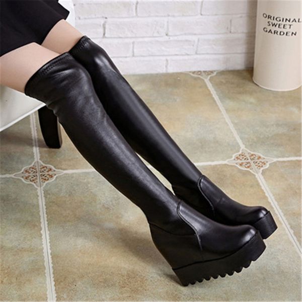 boots women's over the knee 2021 leather fashion women long autumn winter round toe ladies platform height increasing shoe, Black
boots women's over the knee 2021 leather fashion women long autumn winter round toe ladies platform height increasing shoe, Black