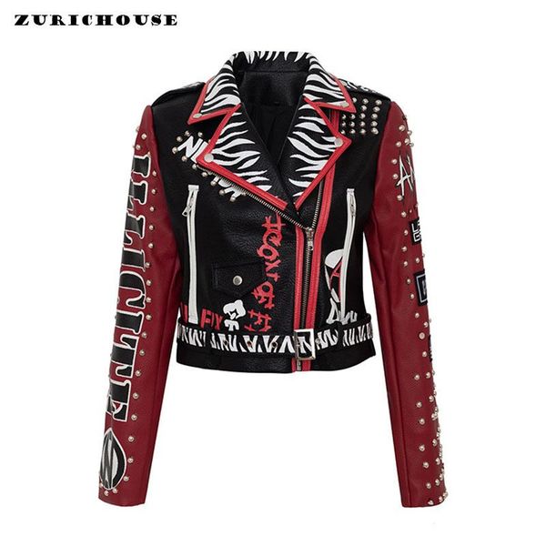 zurichouse punk motorcycle jacket women slim short biker coat 2021 european style personality graffiti print pu leather jacket, Black
zurichouse punk motorcycle jacket women slim short biker coat 2021 european style personality graffiti print pu leather jacket, Black
