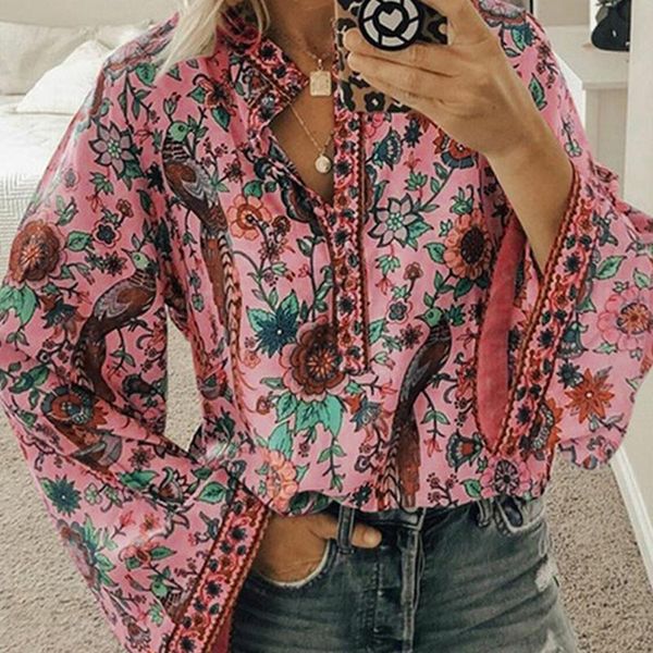 women autumn chic blouses peacock floral print long sleeve shirts button vacation beach v-neck boho blouse female plus size, White
women autumn chic blouses peacock floral print long sleeve shirts button vacation beach v-neck boho blouse female plus size, White