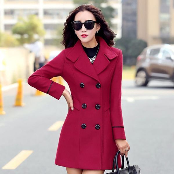 women's wool & blends fashion women slim coat solid double breasted elegant long sleeve winter for casual work office lady, Black
women's wool & blends fashion women slim coat solid double breasted elegant long sleeve winter for casual work office lady, Black