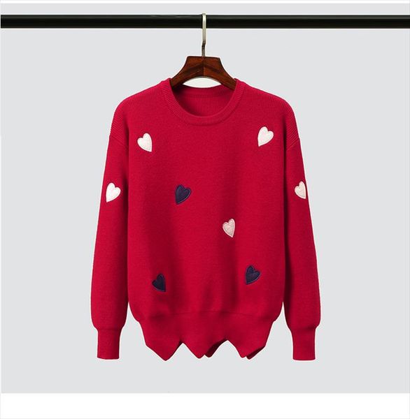 women girl winter embroidery sweater knitted pullovers casual loose sweater printed heart sweaters knitted drop shipping, White;black
women girl winter embroidery sweater knitted pullovers casual loose sweater printed heart sweaters knitted drop shipping, White;black