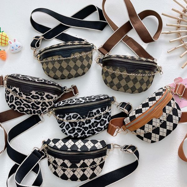 fashion children leopard chest backpacks designer girls boys metal chain diamond checkered waist bags vintage style kids messenger bag a8171
fashion children leopard chest backpacks designer girls boys metal chain diamond checkered waist bags vintage style kids messenger bag a8171