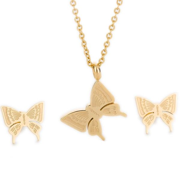 new arrival gold color 316l stainless steel butterfly costume jewelry sets with necklaces stud earrings for women, Silver
new arrival gold color 316l stainless steel butterfly costume jewelry sets with necklaces stud earrings for women, Silver