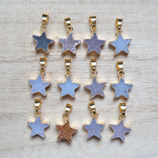 mini star shape crystal druzy pendant with electroplated gold edge-earring necklace pendant 0927, Silver
mini star shape crystal druzy pendant with electroplated gold edge-earring necklace pendant 0927, Silver
