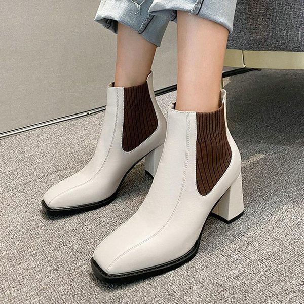 elegant classic women boots genuine leather knitting boots high hels ladies 2020 office lady shoes woman, Black
elegant classic women boots genuine leather knitting boots high hels ladies 2020 office lady shoes woman, Black