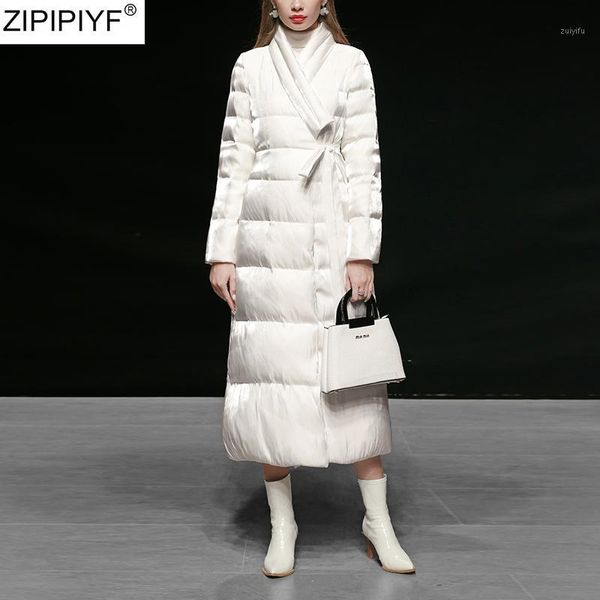 2019 winter elegant v neck long down jacket coat women coat with belt female outerwear a-line dress trench1, Black
2019 winter elegant v neck long down jacket coat women coat with belt female outerwear a-line dress trench1, Black