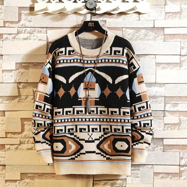 men's sweaters autumn/winter hong kong style round neck sweater loose casual pullover, White;black
men's sweaters autumn/winter hong kong style round neck sweater loose casual pullover, White;black