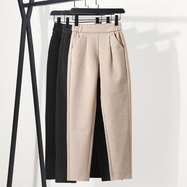 women's pants & capris 2021 autumn winter thick casual straight women female elastic waist loose knitted trousers harem, Black;white
women's pants & capris 2021 autumn winter thick casual straight women female elastic waist loose knitted trousers harem, Black;white