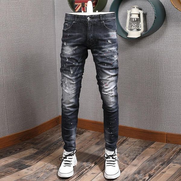 итальянский vintage мода мужчин джинсы высокого качества ретро черный синий slim fit рваные джинсы streetwear окрашенные дизайнер длинные бр, Blue
итальянский vintage мода мужчин джинсы высокого качества ретро черный синий slim fit рваные джинсы streetwear окрашенные дизайнер длинные бр, Blue