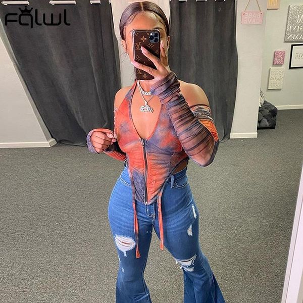 women's t-shirt fqlwl halter mesh pleated zipper long sleeve crop women club transparent cropped t shirt backless off shoulder 2021, White
women's t-shirt fqlwl halter mesh pleated zipper long sleeve crop women club transparent cropped t shirt backless off shoulder 2021, White