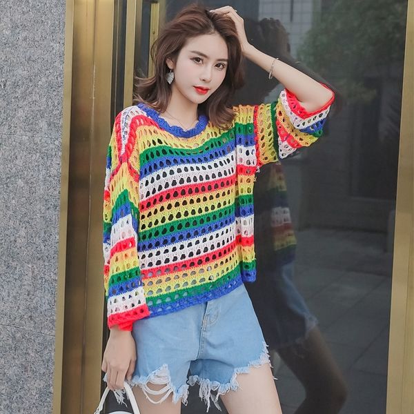 qyu8w 2020 new sleeve women's sunscreen clothes striped air conditioning loose rainbow conditioner short seven-quarter summer hollow-ou, White;black
qyu8w 2020 new sleeve women's sunscreen clothes striped air conditioning loose rainbow conditioner short seven-quarter summer hollow-ou, White;black