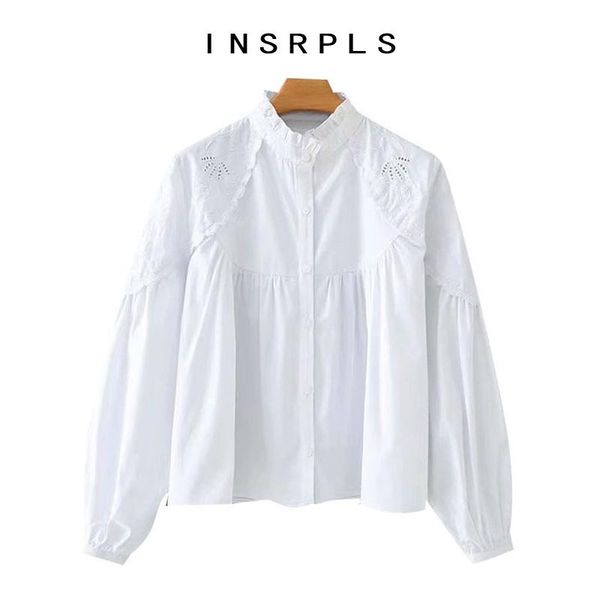 insrpls women fashion with ruffle trims embroidery loose blouses vintage lantern sleeve button-up female shirts chic, White
insrpls women fashion with ruffle trims embroidery loose blouses vintage lantern sleeve button-up female shirts chic, White